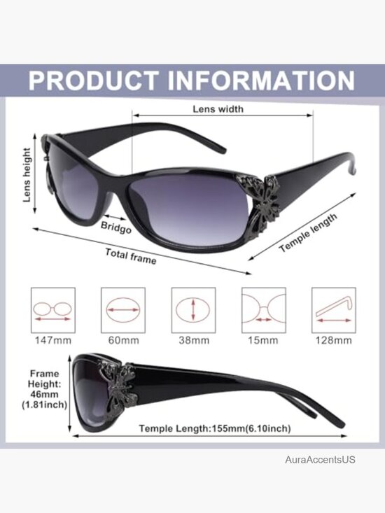 Oversized Rimless Star Y2K Sunglasses Wrap Around Shield Unisex UV400 Polarized